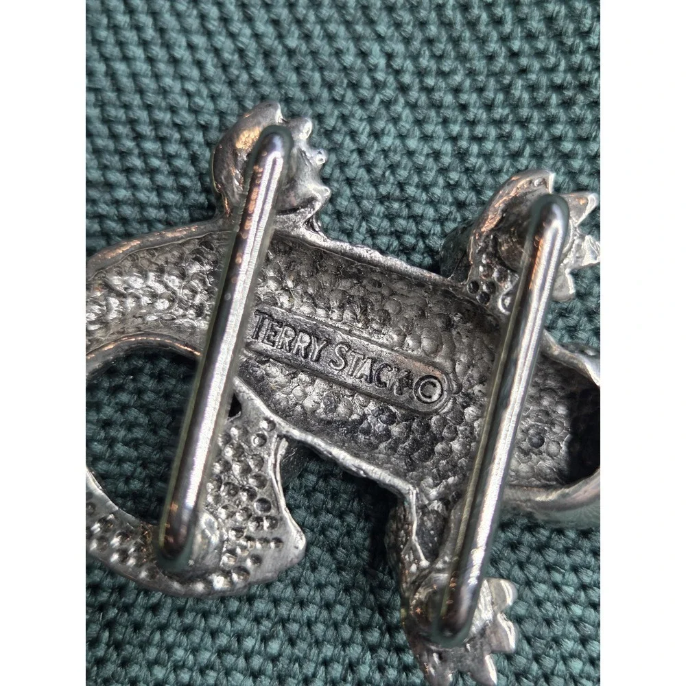 Terry Stack Artisan Alligator Belt Buckle Silver Women's 1.5in New
